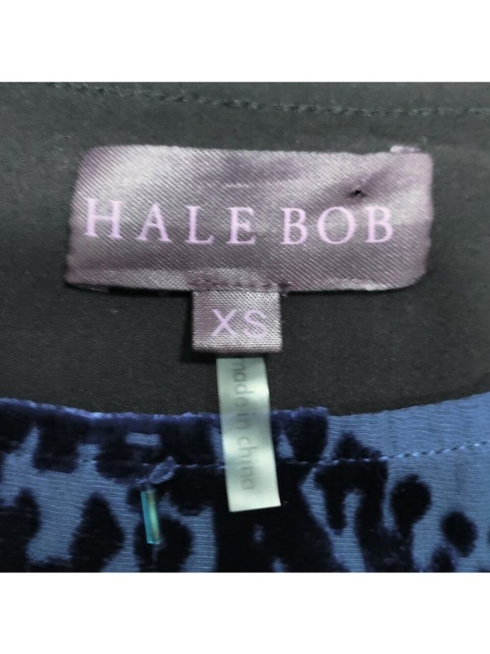 NWT Hale Bob Beaded Elisa Velvet Dress Burnout Long Sleeve Shift Blue Women's XS - Picture 9 of 14